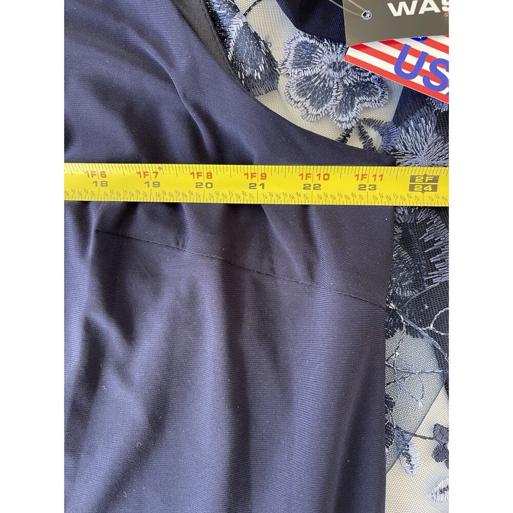 R & M Richards Plus Embroidered Cape Dress Size 20 Blue USA Made Floral NWT - Picture 12 of 12